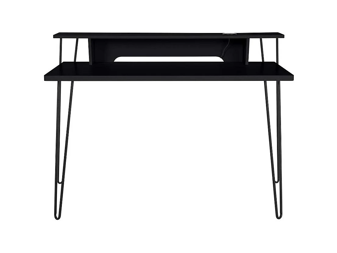 Schwarzer Laptopschreibtisch mit Kabeldurchlass Schreibtischaufsatz