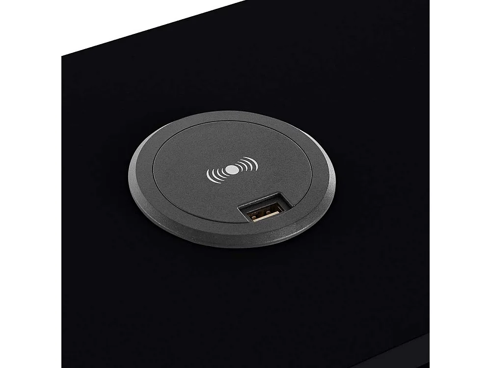 Schwarzer Laptopschreibtisch mit Kabeldurchlass Schreibtischaufsatz