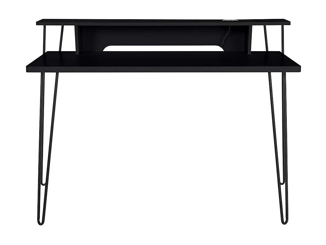 Schwarzer Laptopschreibtisch mit Kabeldurchlass Schreibtischaufsatz