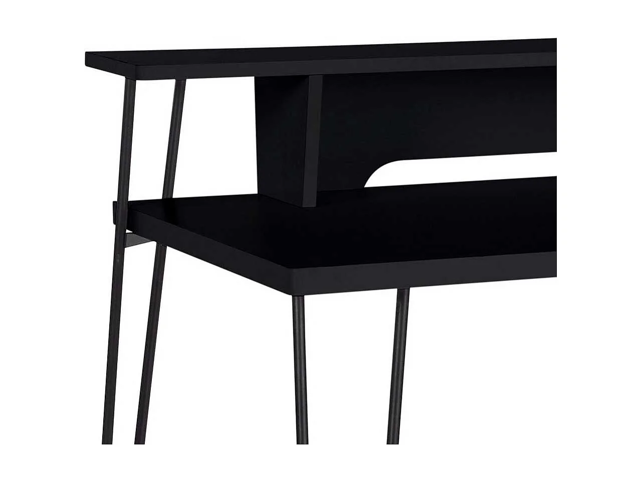 Schwarzer Laptopschreibtisch mit Kabeldurchlass Schreibtischaufsatz