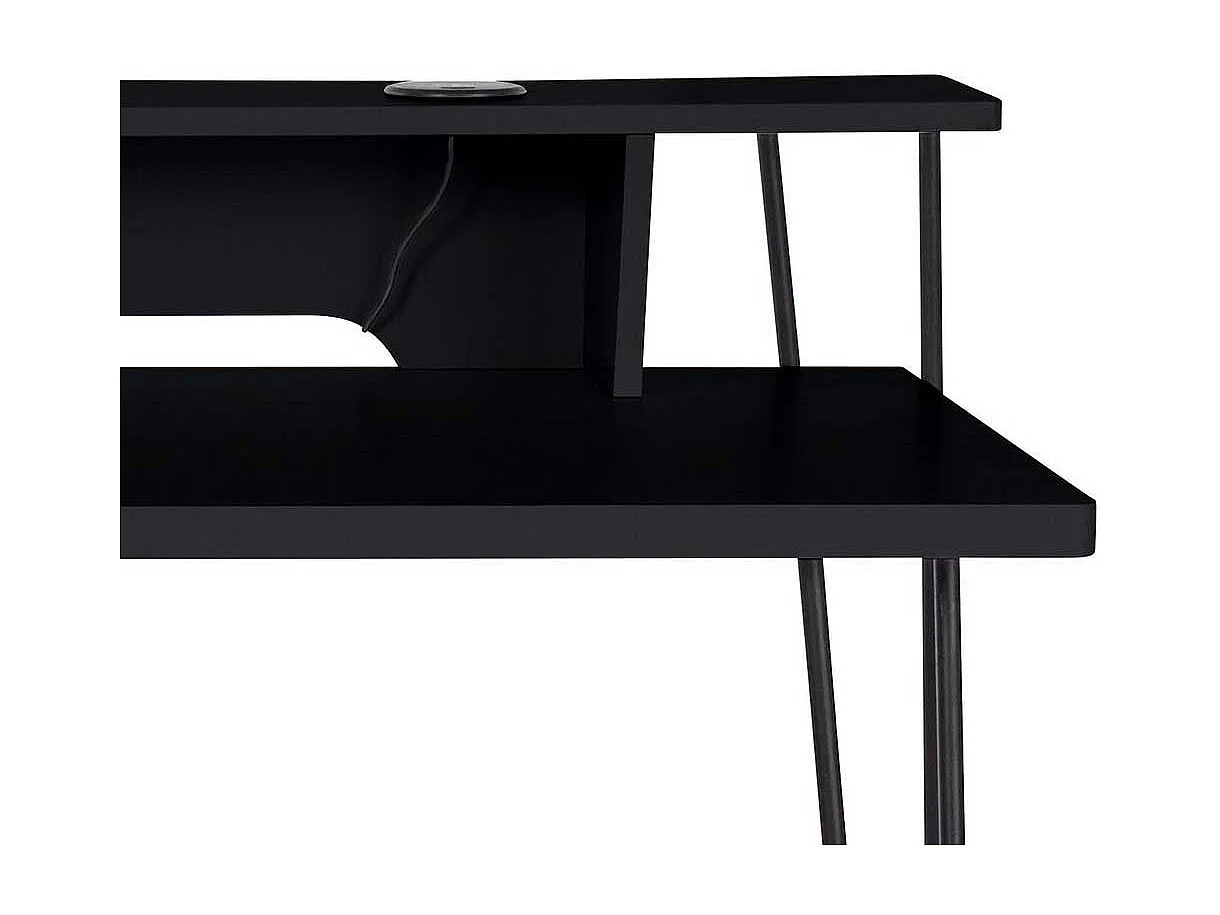 Schwarzer Laptopschreibtisch mit Kabeldurchlass Schreibtischaufsatz
