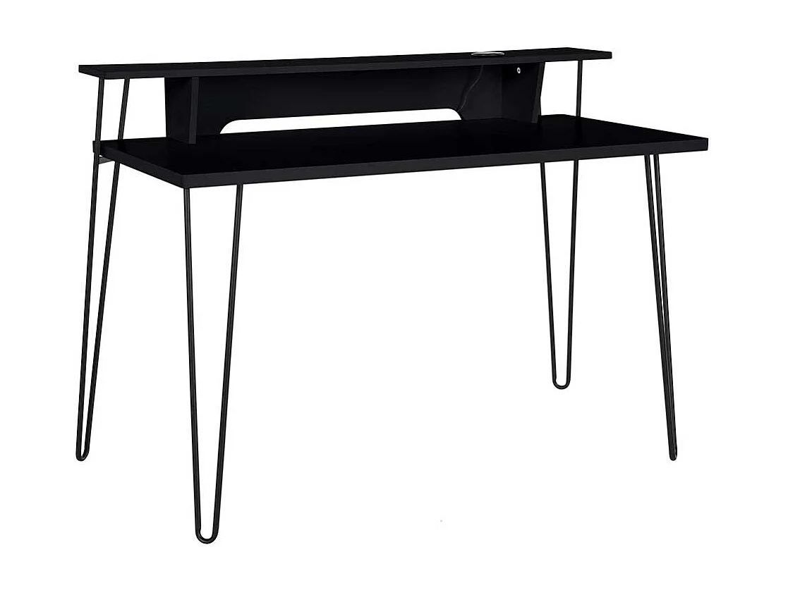 Schwarzer Laptopschreibtisch mit Kabeldurchlass Schreibtischaufsatz