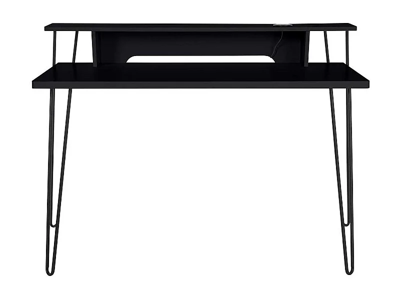 Schwarzer Laptopschreibtisch mit Kabeldurchlass Schreibtischaufsatz