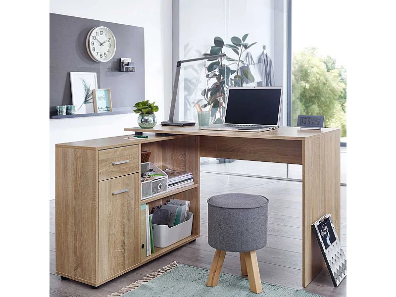 Büroschreibtisch in Sonoma Eiche Seitenregal