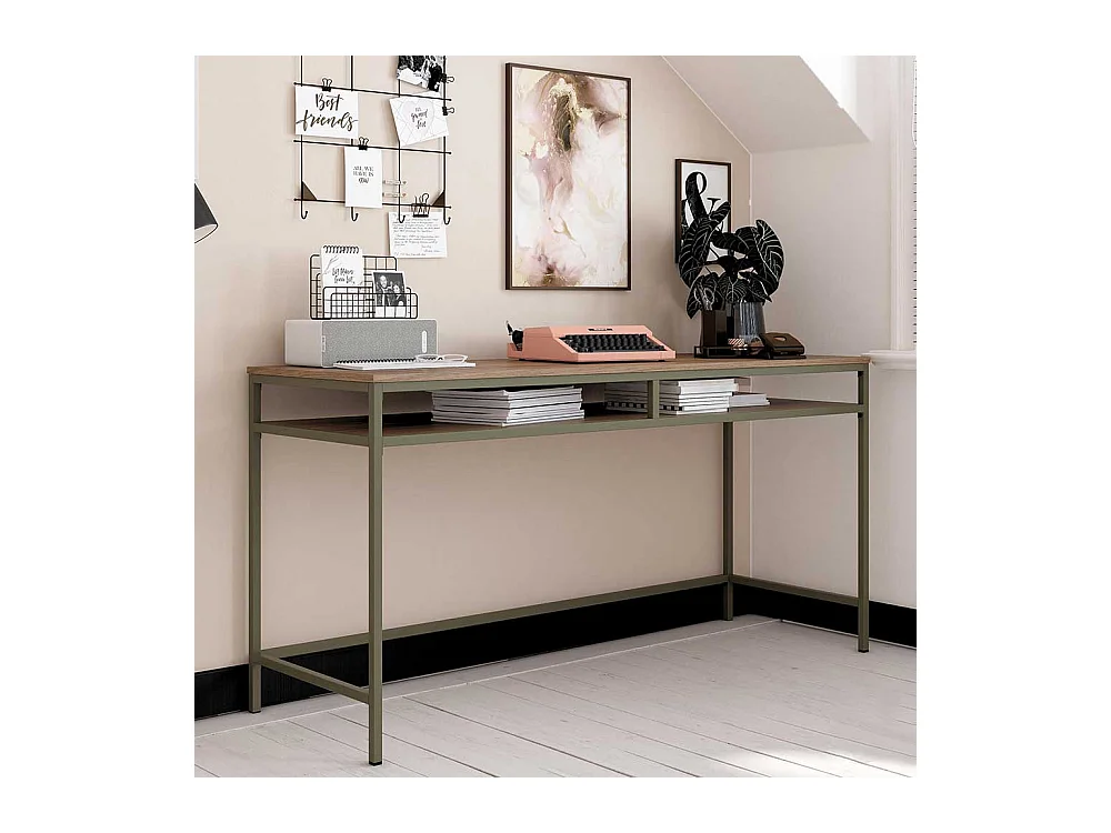 Metallgestell Schreibtisch in Walnussfarben und Oliv Industry und Loft Stil