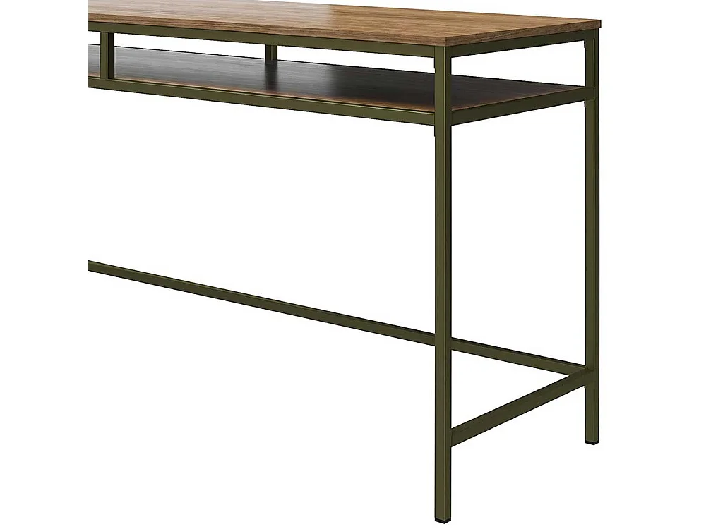 Metallgestell Schreibtisch in Walnussfarben und Oliv Industry und Loft Stil