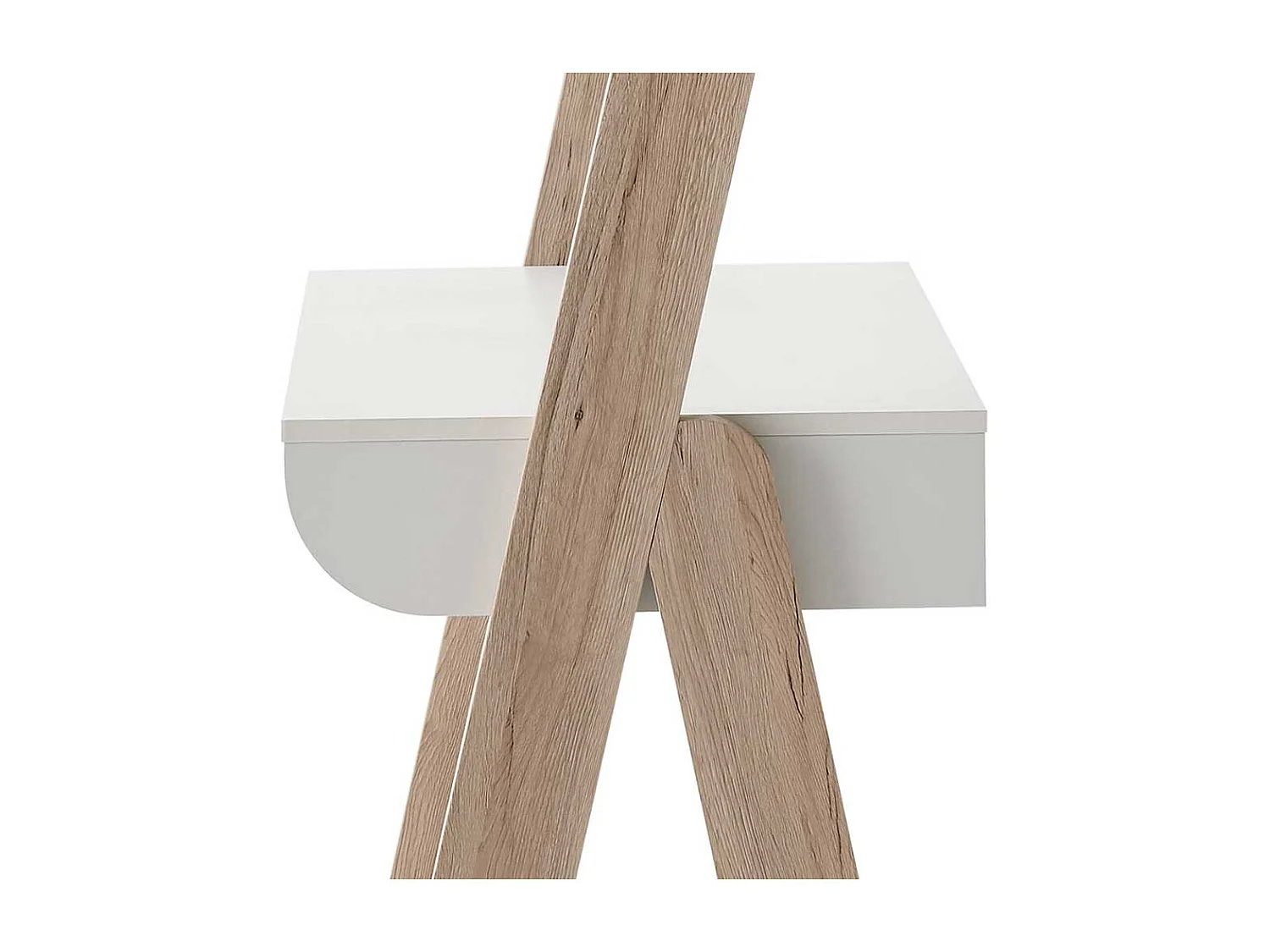 Skandi Schreibtisch in Weiß und Eiche San Remo Staufach