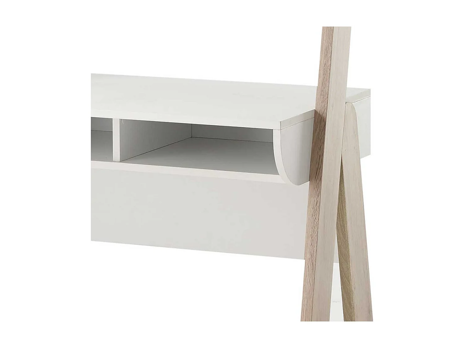 Skandi Schreibtisch in Weiß und Eiche San Remo Staufach