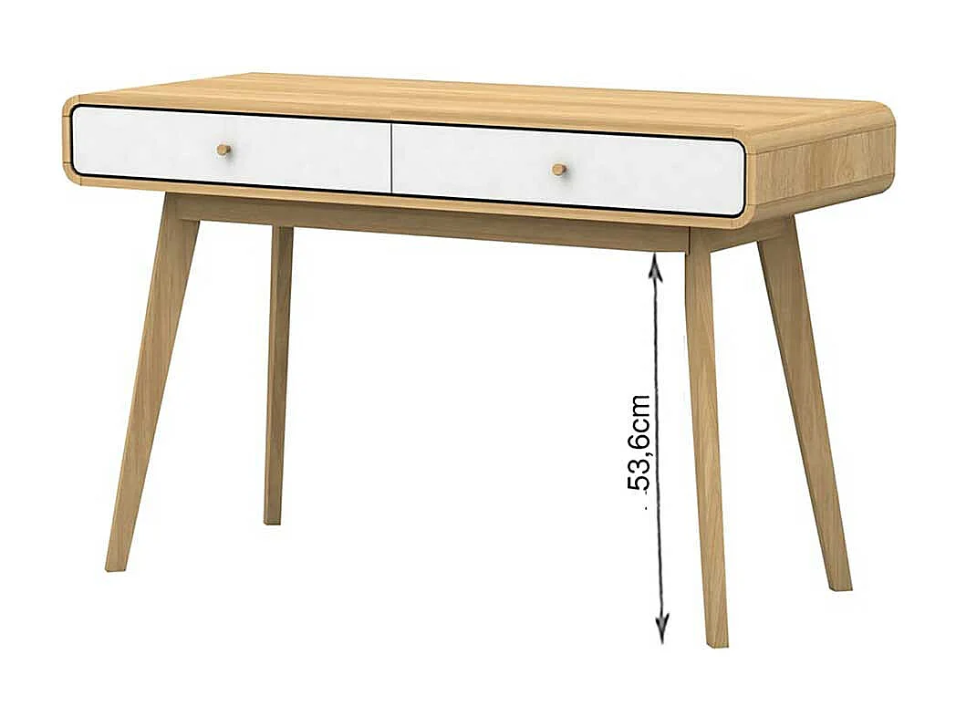 Büroschreibtisch im Skandi Design Weiß und Holz Naturfarben