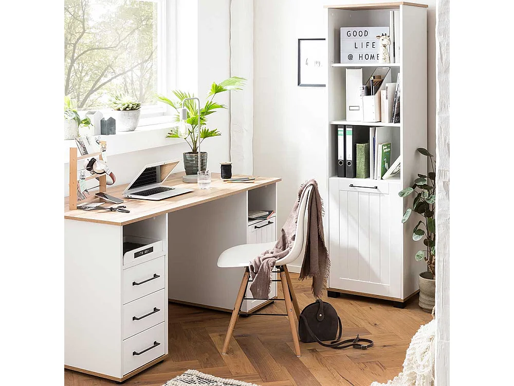 Schreibtisch Bürotisch mit drei Schubladen und Tür