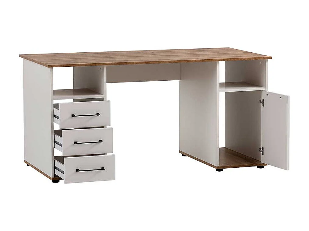 Schreibtisch Bürotisch mit drei Schubladen und Tür