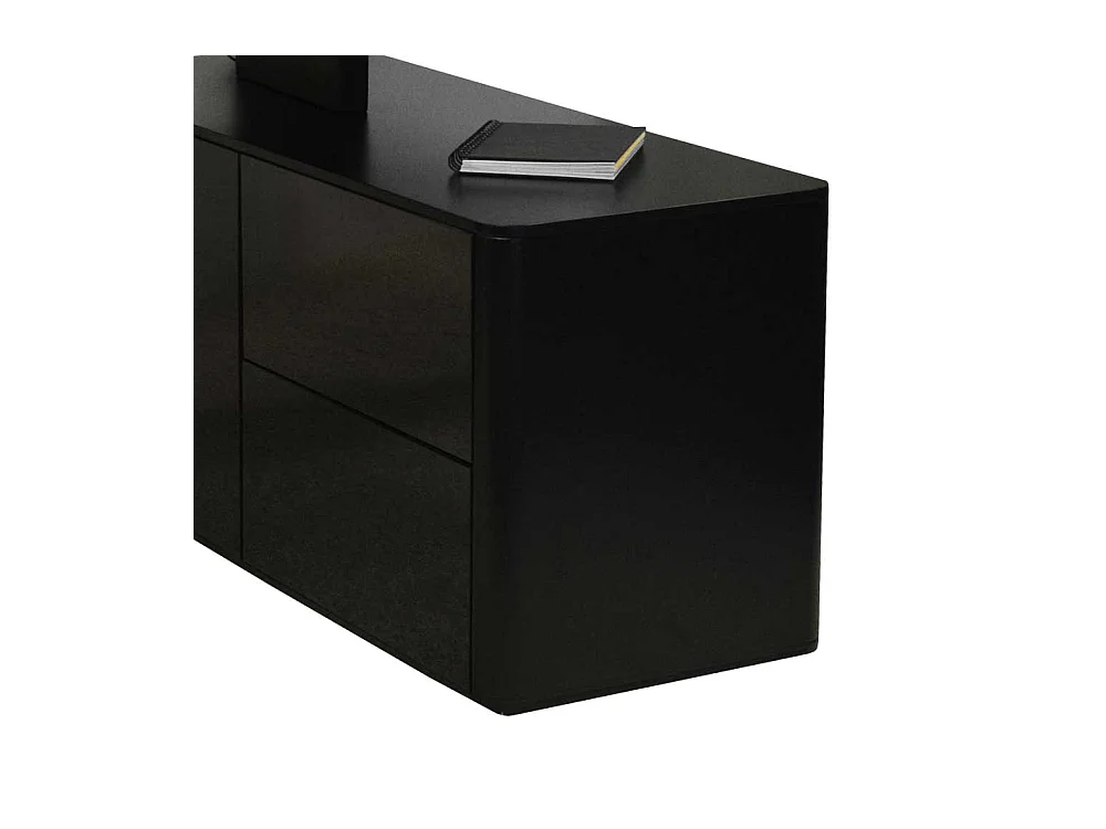 Eckschreibtisch in Schwarz mit Glas