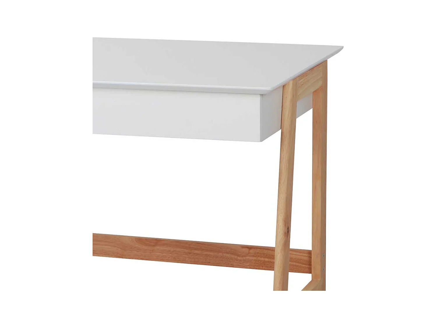 Laptopschreibtisch in Weiß und Naturfarben Vierfußgestell