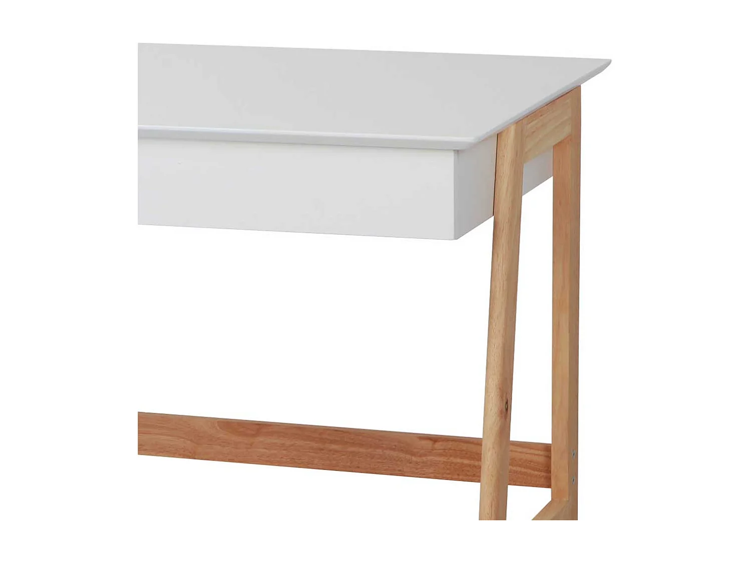 Laptopschreibtisch in Weiß und Naturfarben Vierfußgestell