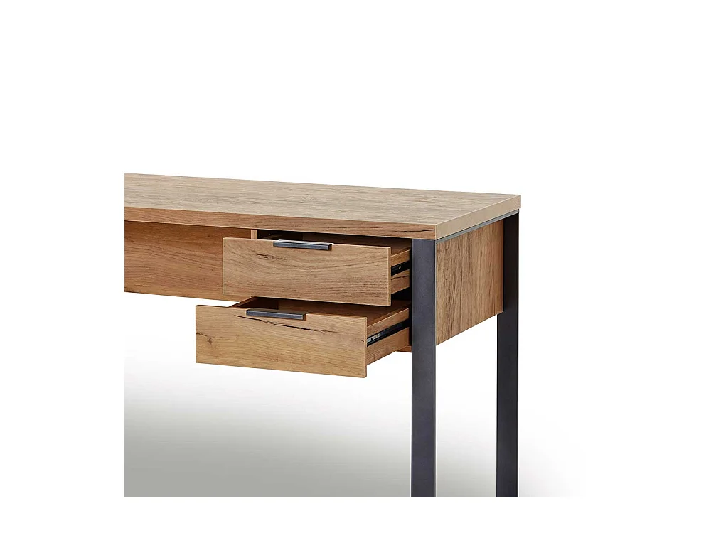 Büroschreibtisch in Eichefarben und Schwarz 60 cm tief