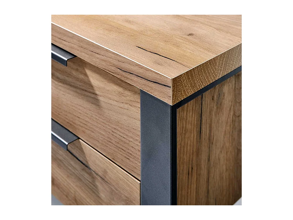 Büroschreibtisch in Eichefarben und Schwarz 60 cm tief