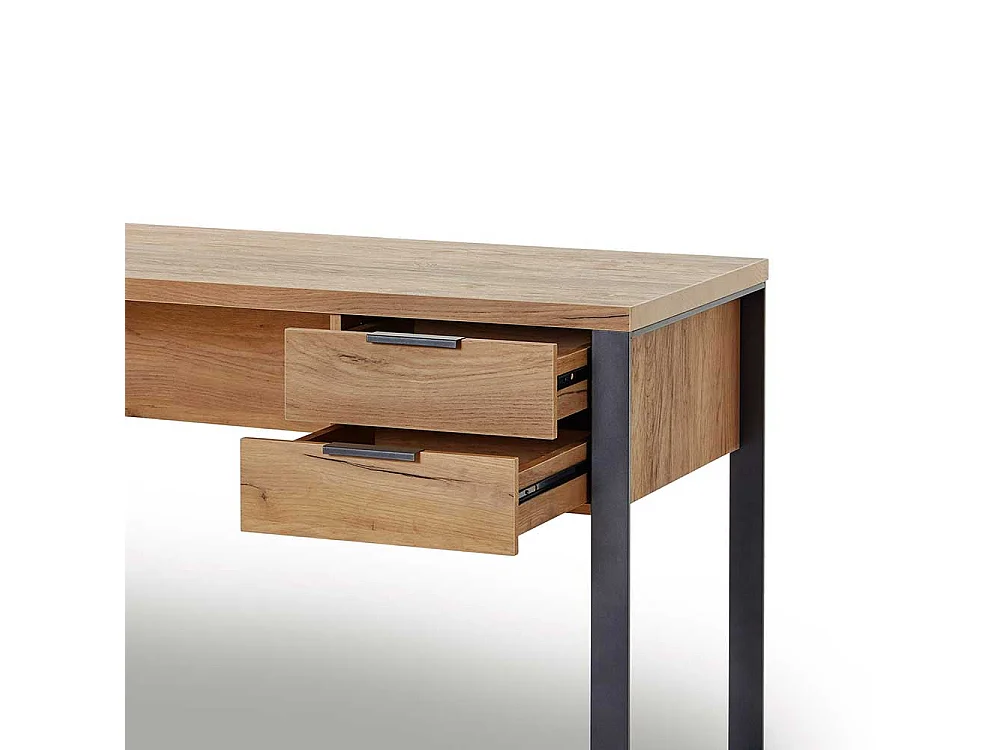Büroschreibtisch in Eichefarben und Schwarz 60 cm tief