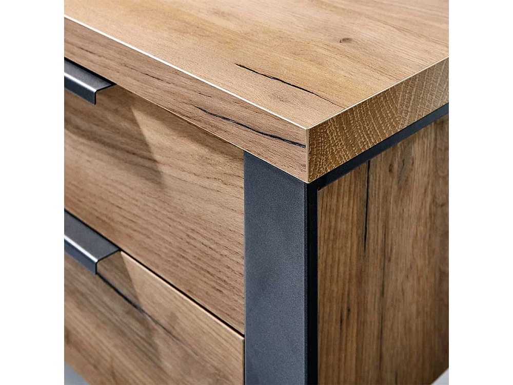 Büroschreibtisch in Eichefarben und Schwarz 60 cm tief