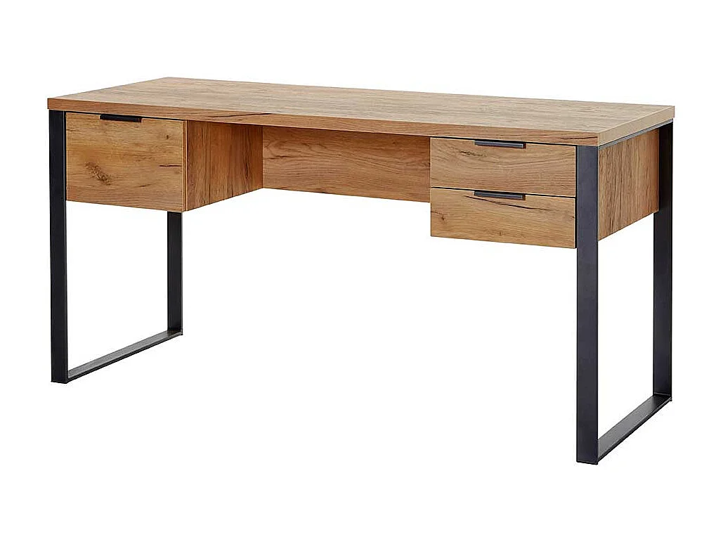 Büroschreibtisch in Eichefarben und Schwarz 60 cm tief