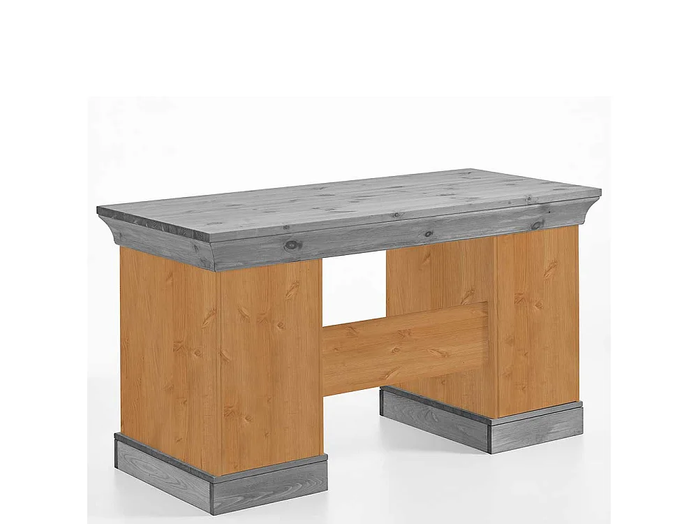 Landhaus Schreibtisch aus Kiefer teilmassiv grauer Tischplatte