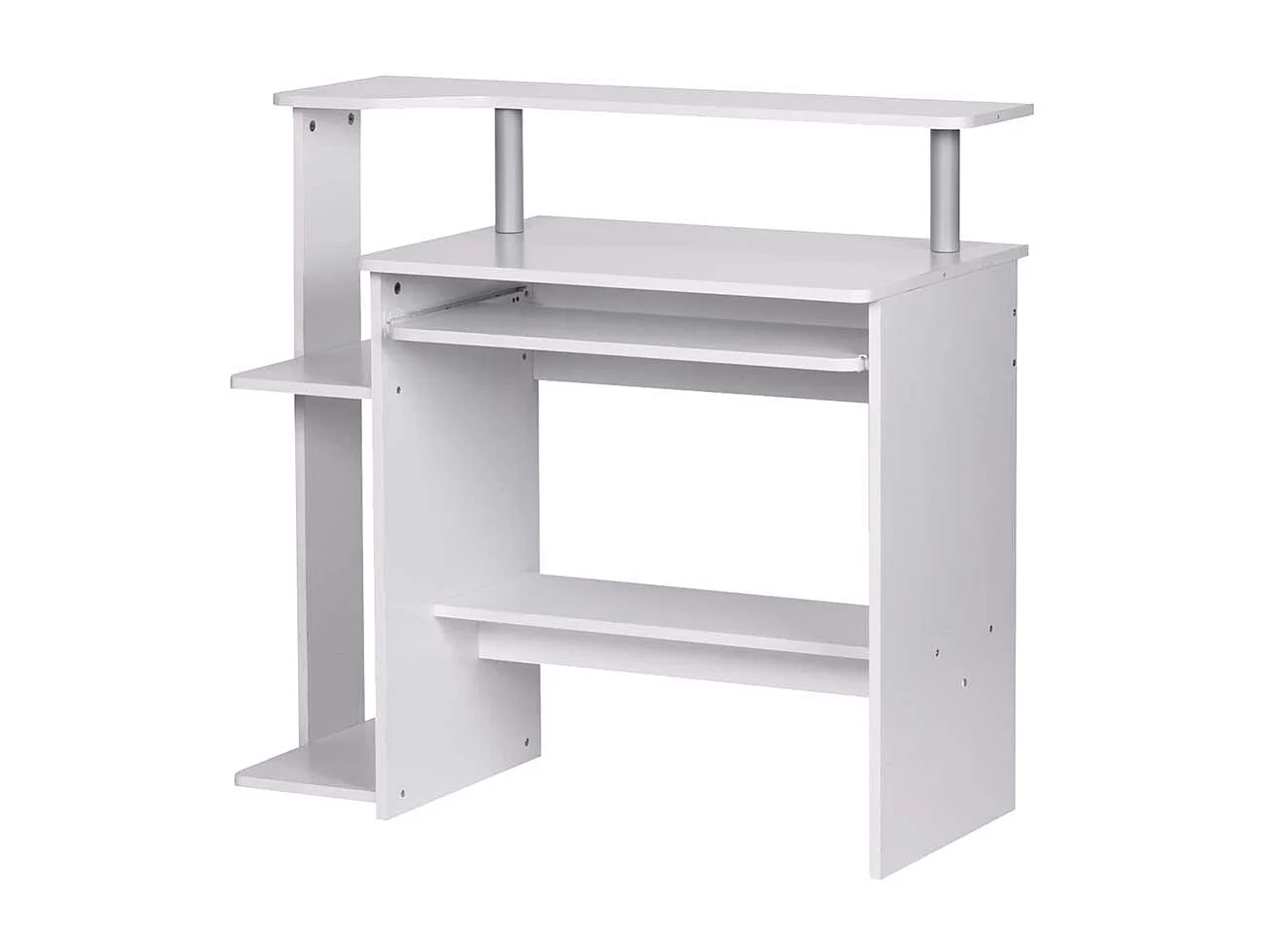 Homeoffice Schreibtisch in Weiß Tastaturauszug