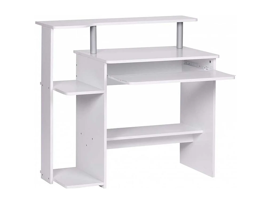 Homeoffice Schreibtisch in Weiß Tastaturauszug