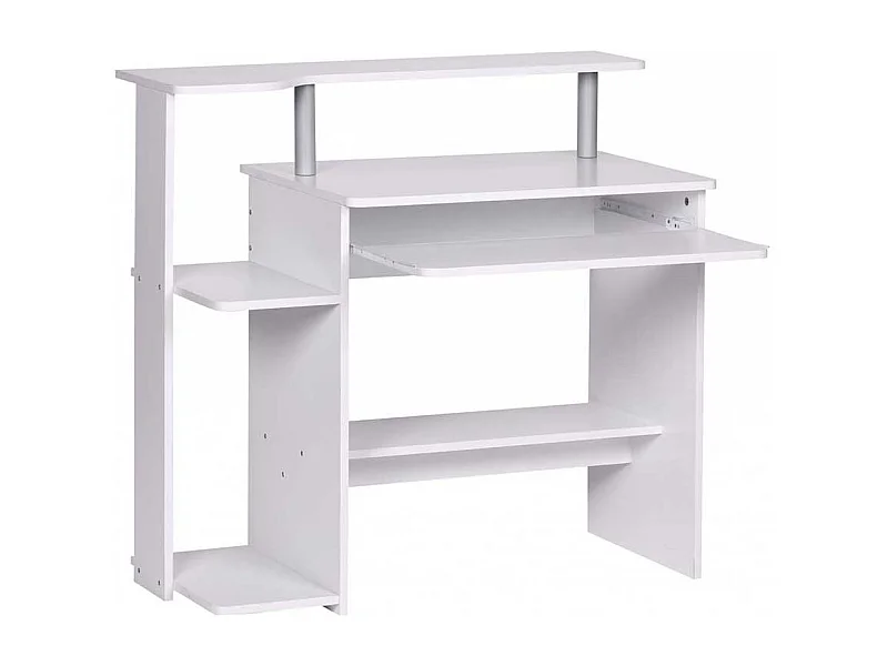 Homeoffice Schreibtisch in Weiß Tastaturauszug