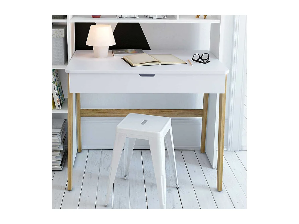 Jugendschreibtisch in Weiß Pinie teilmassiv Skandi Design