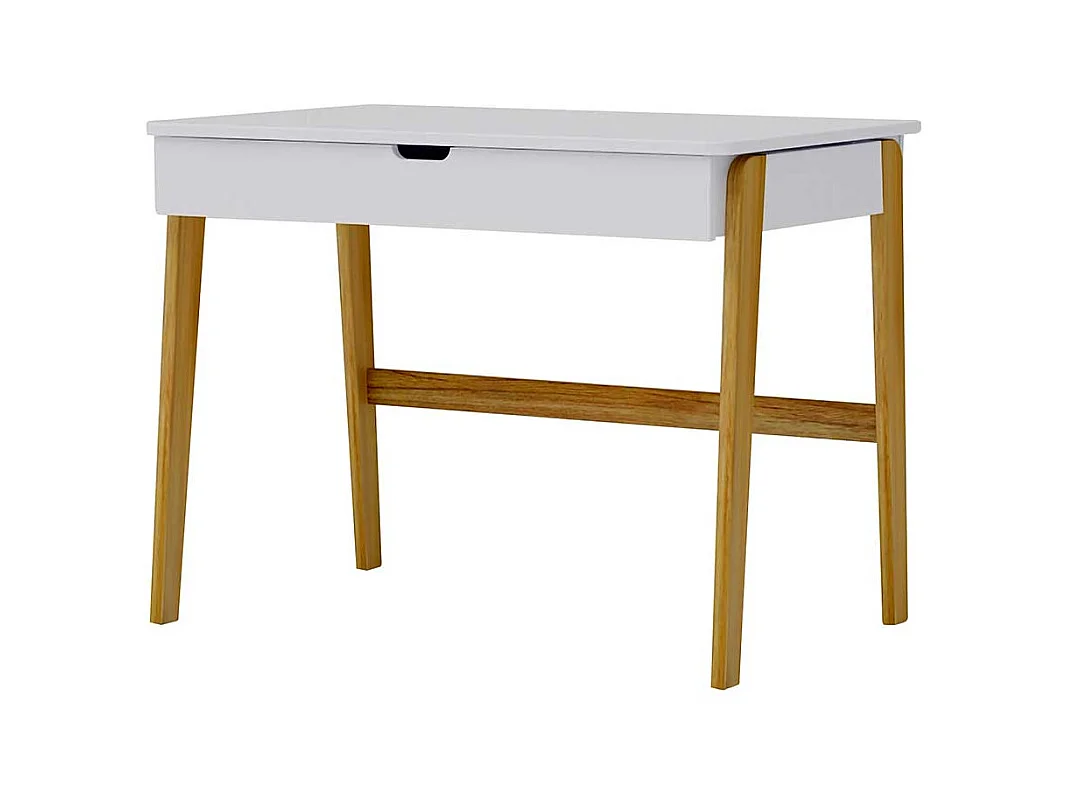 Jugendschreibtisch in Weiß Pinie teilmassiv Skandi Design