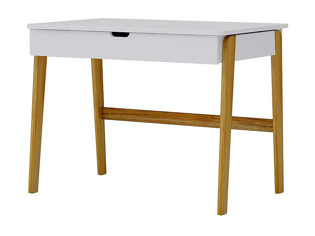 Jugendschreibtisch in Weiß Pinie teilmassiv Skandi Design