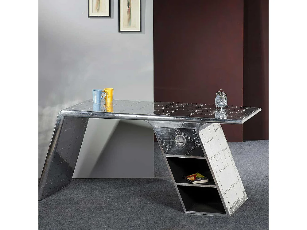 Bürotisch in Silber modern