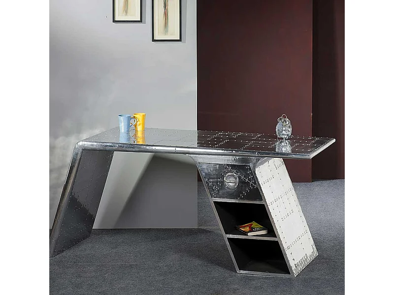 Bürotisch in Silber modern