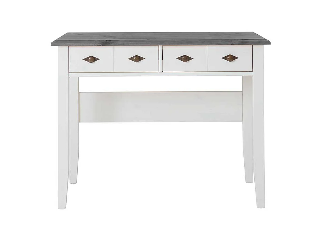 Schreibtisch oder Frisiertisch in Grau und Weiß Kiefer Massivholz