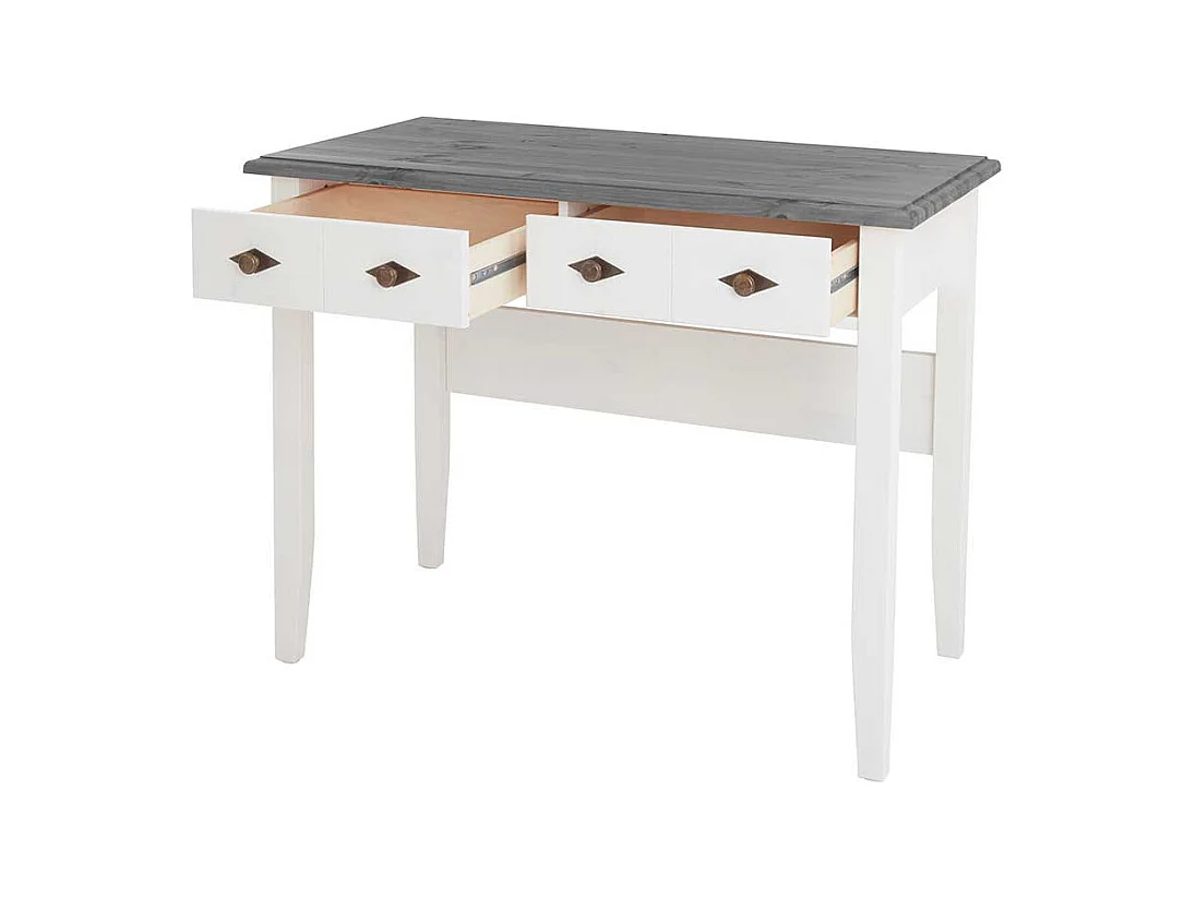 Schreibtisch oder Frisiertisch in Grau und Weiß Kiefer Massivholz
