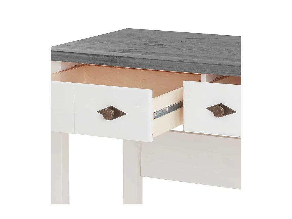 Schreibtisch oder Frisiertisch in Grau und Weiß Kiefer Massivholz