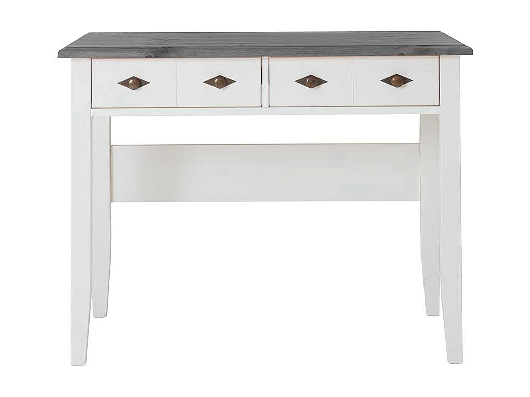 Schreibtisch oder Frisiertisch in Grau und Weiß Kiefer Massivholz