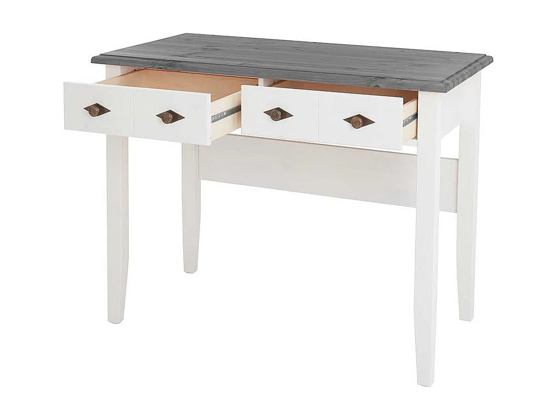 Schreibtisch oder Frisiertisch in Grau und Weiß Kiefer Massivholz