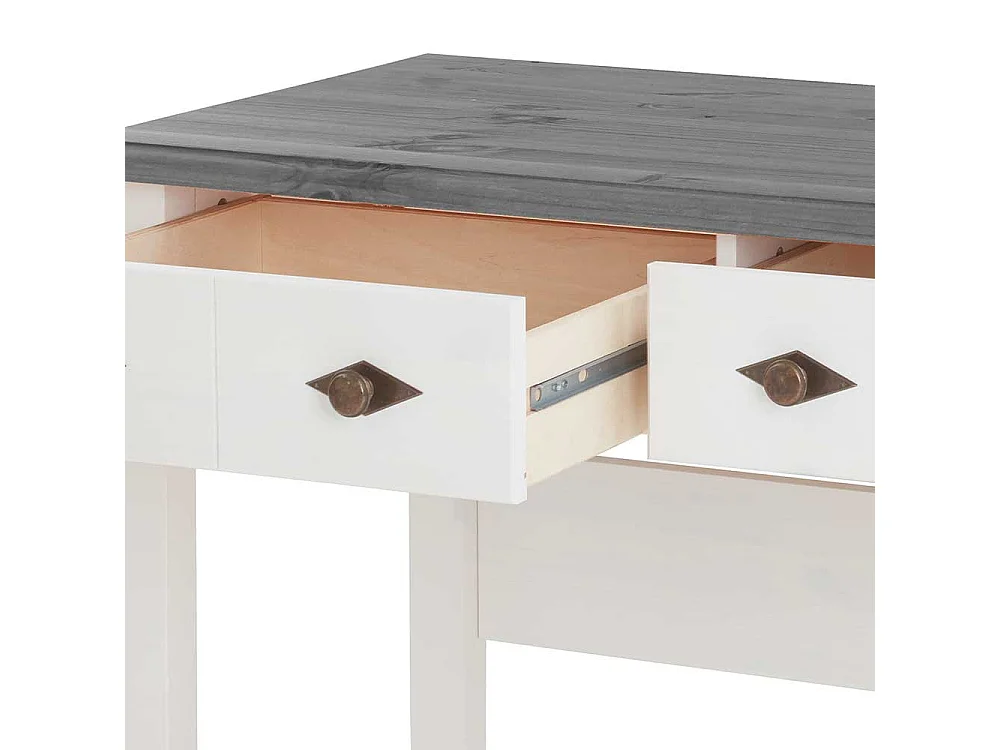 Schreibtisch oder Frisiertisch in Grau und Weiß Kiefer Massivholz