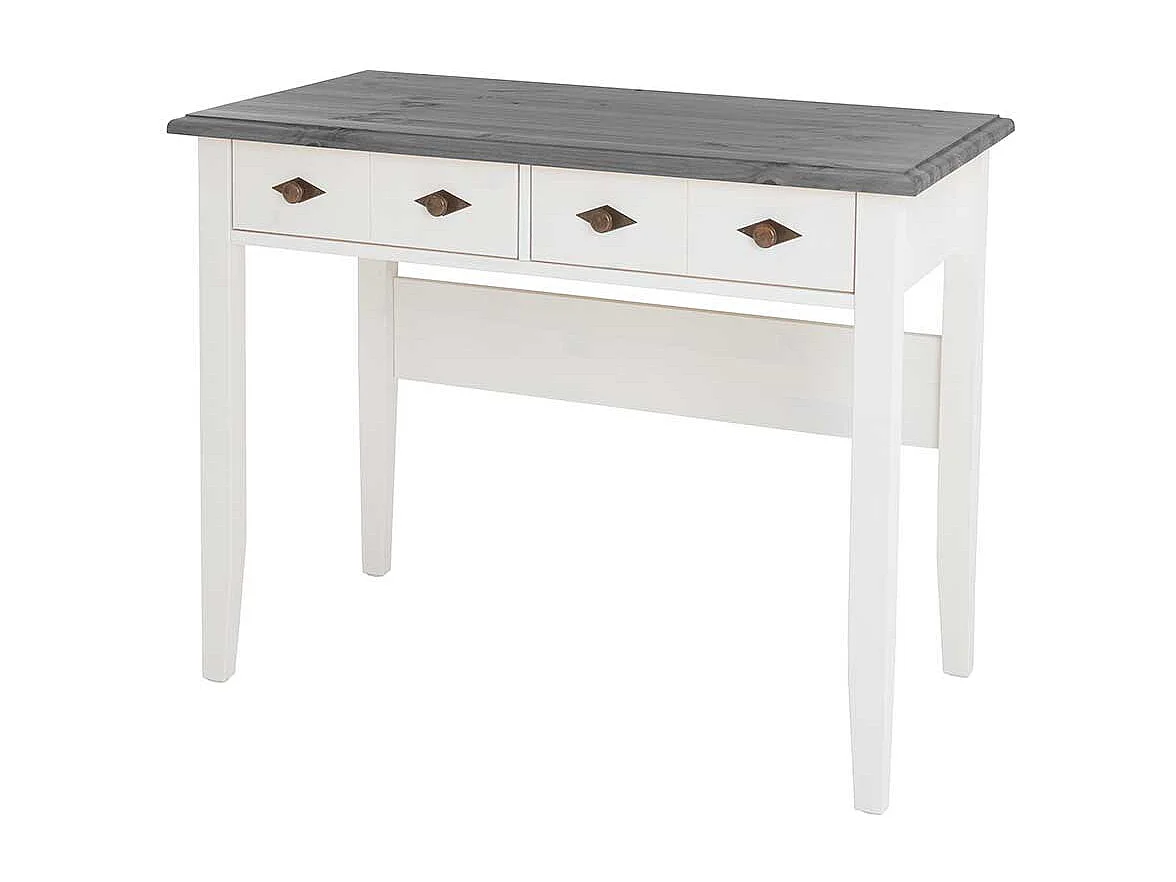 Schreibtisch oder Frisiertisch in Grau und Weiß Kiefer Massivholz