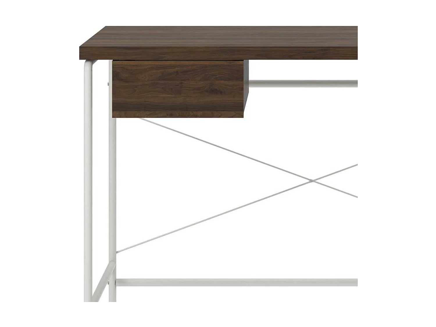 Laptopschreibtisch mit Schublade in Walnussfarben und Weiß 107 cm breit