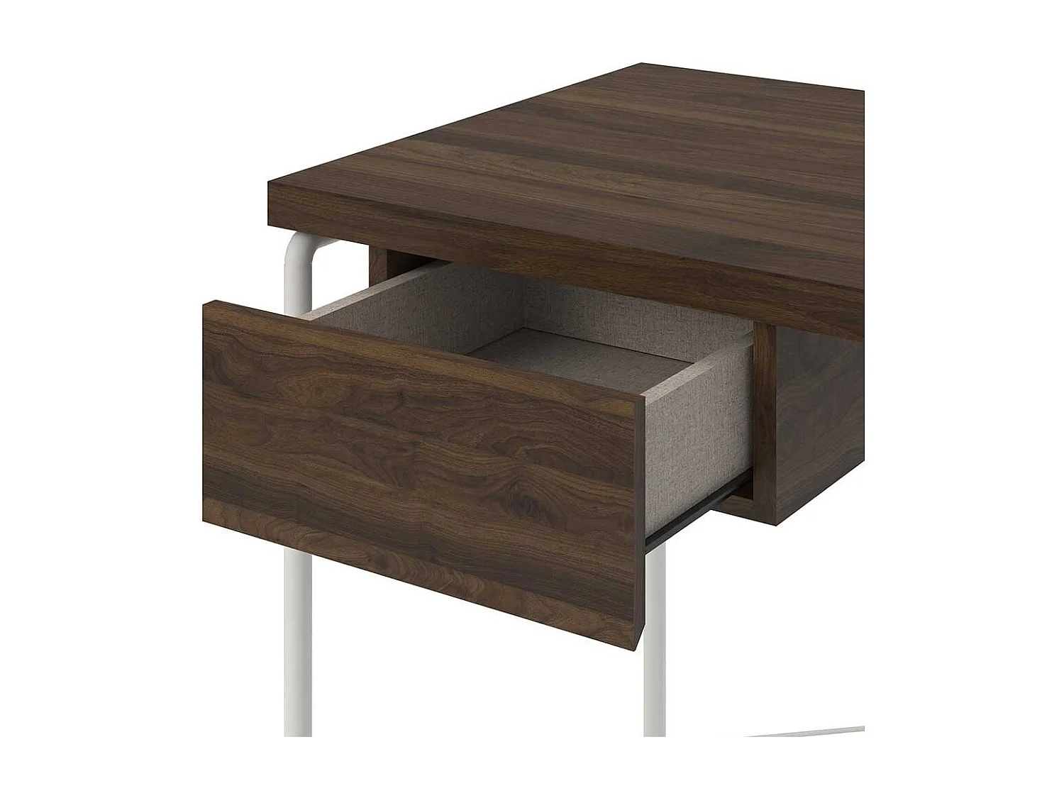 Laptopschreibtisch mit Schublade in Walnussfarben und Weiß 107 cm breit