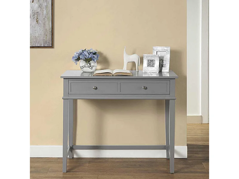 Home Office Tisch in Grau lackiert einer Schublade