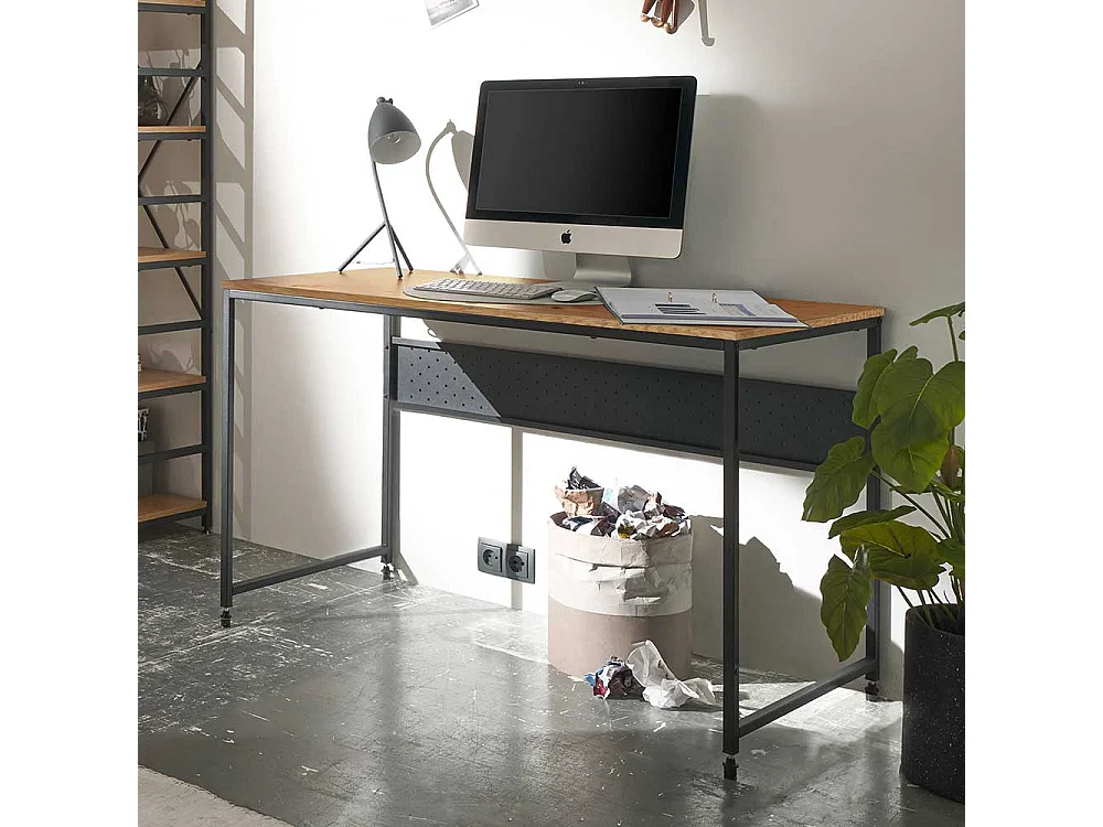 Bürotisch im Industry und Loft Stil Metall Bügelgestell