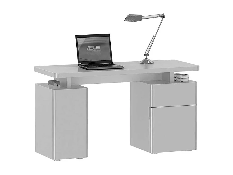 Laptop Schreibtisch in Weiß Hochglanz 135 cm breit