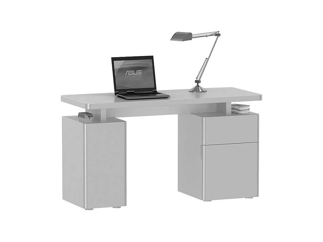 Laptop Schreibtisch in Weiß Hochglanz 135 cm breit