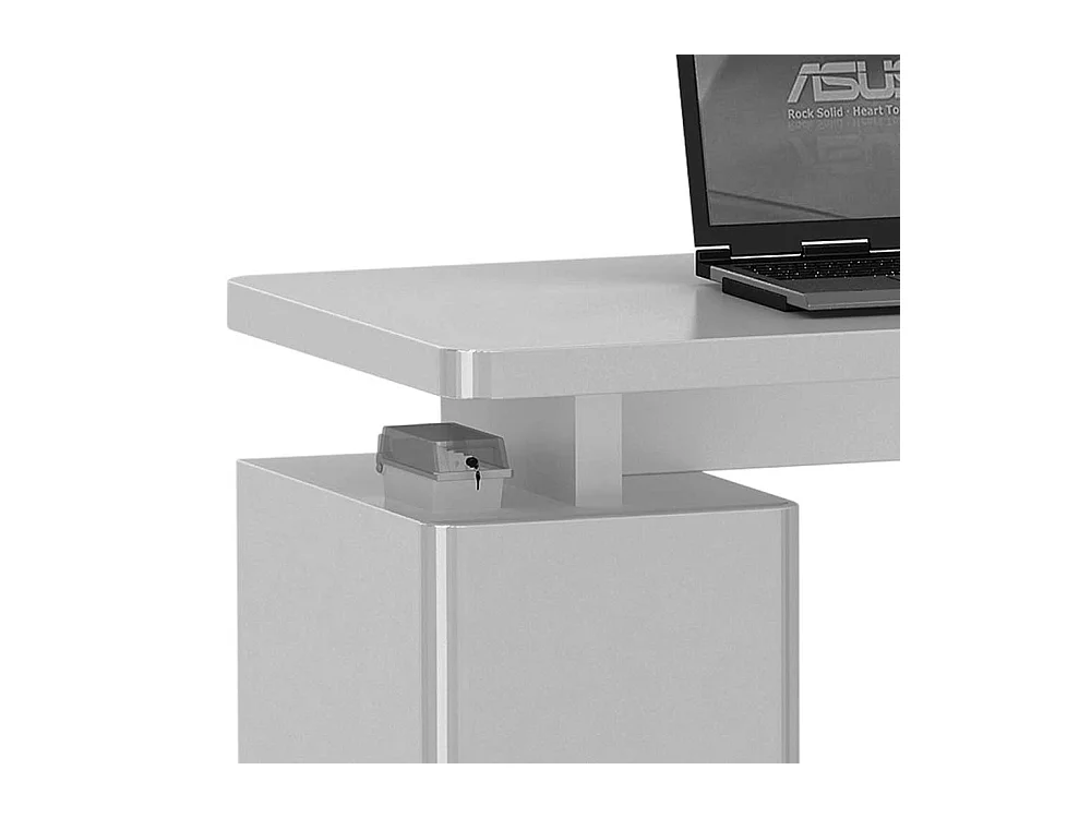 Laptop Schreibtisch in Weiß Hochglanz 135 cm breit