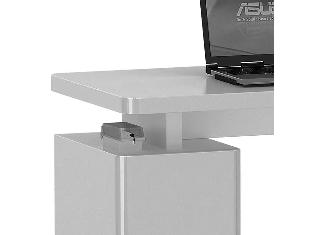 Laptop Schreibtisch in Weiß Hochglanz 135 cm breit