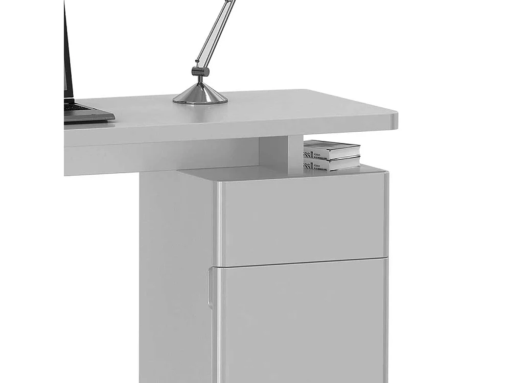 Laptop Schreibtisch in Weiß Hochglanz 135 cm breit