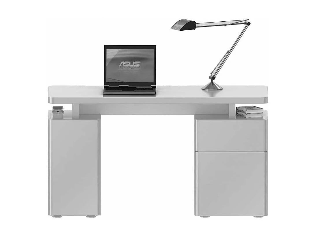 Laptop Schreibtisch in Weiß Hochglanz 135 cm breit