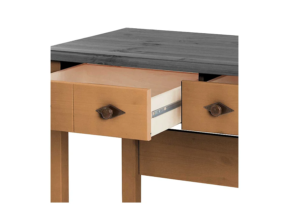 Konsolentisch oder Schreibtisch in Grau und Kiefer Laugenfarben Landhausstil